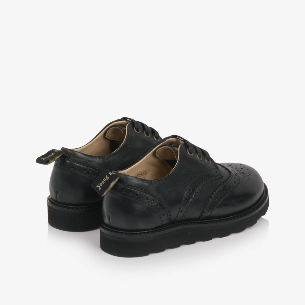 Young Soles-Black Leather Lace-Up Brogues | Childrensalon