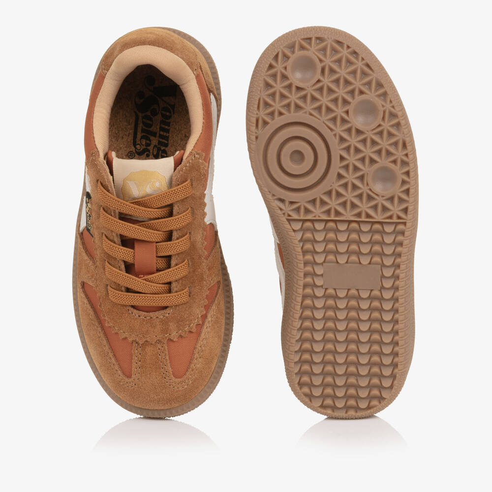 Young Soles-Burnt Orange Suede Leather Trainers | Childrensalon
