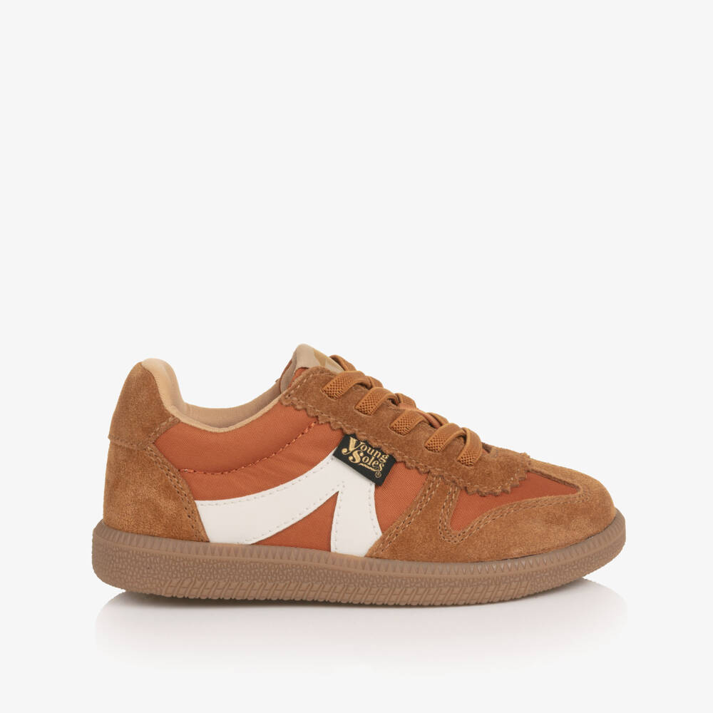 Young Soles-Burnt Orange Suede Leather Trainers | Childrensalon