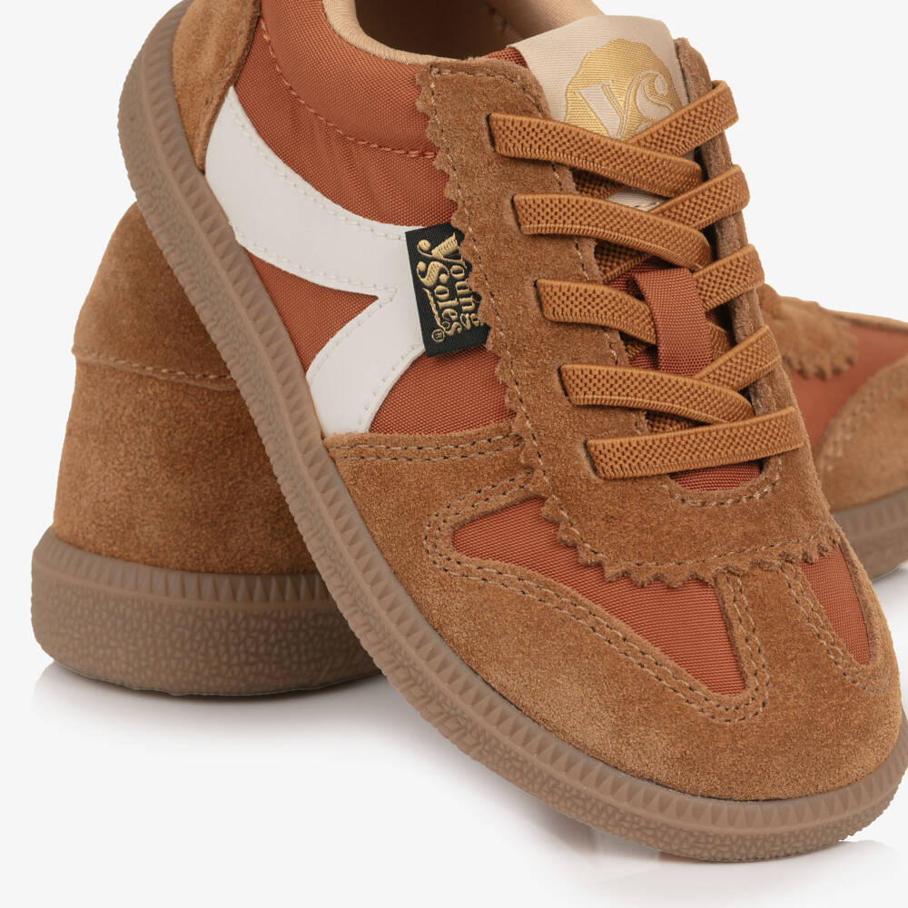 Young Soles-Burnt Orange Suede Leather Trainers | Childrensalon