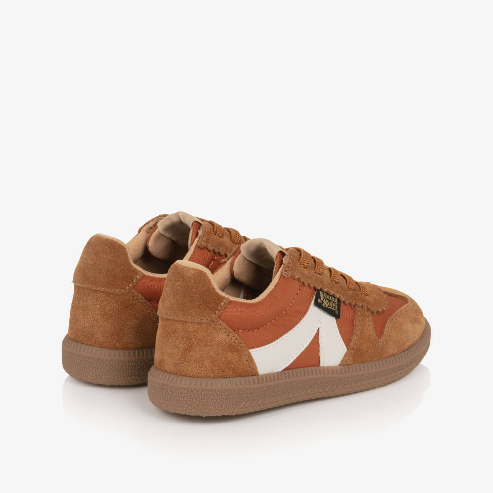 Young Soles-Burnt Orange Suede Leather Trainers | Childrensalon