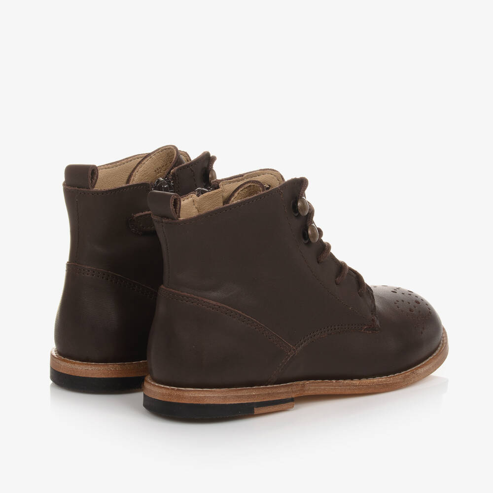 Young Soles-Dark Brown Brogue Ankle Boots | Childrensalon