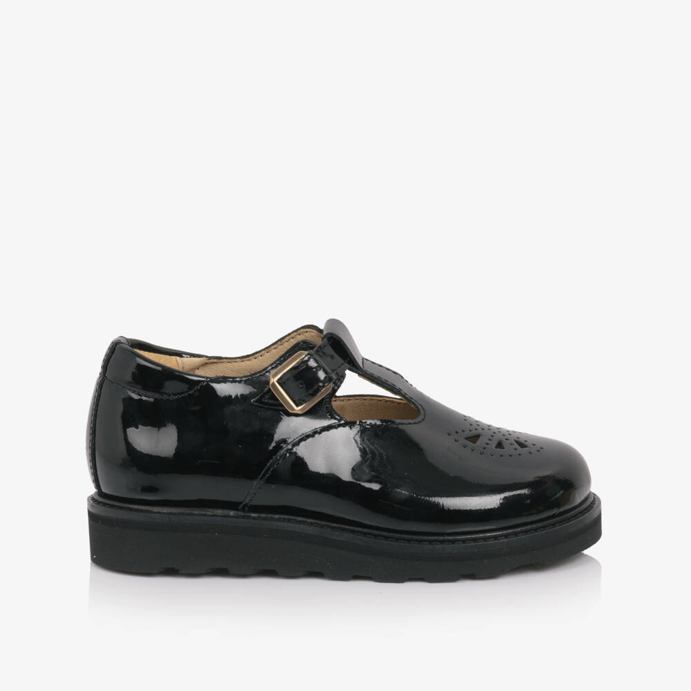 Young Soles-Girls Black Patent Leather T-Bar Buckle Shoes | Childrensalon