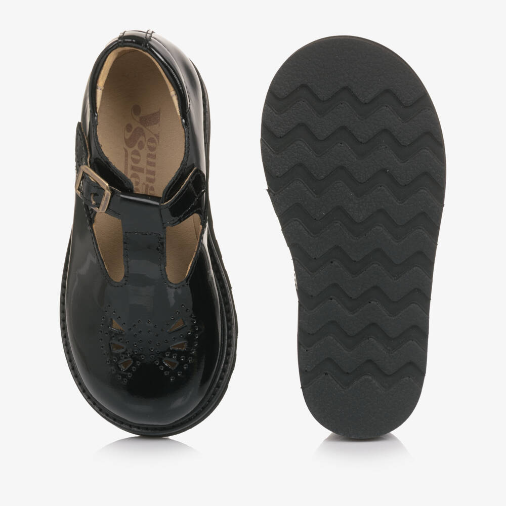 Young Soles-Girls Black Patent Leather T-Bar Buckle Shoes | Childrensalon