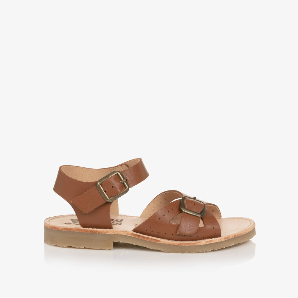 Young Soles-Girls Brown Leather Buckle Sandals | Childrensalon