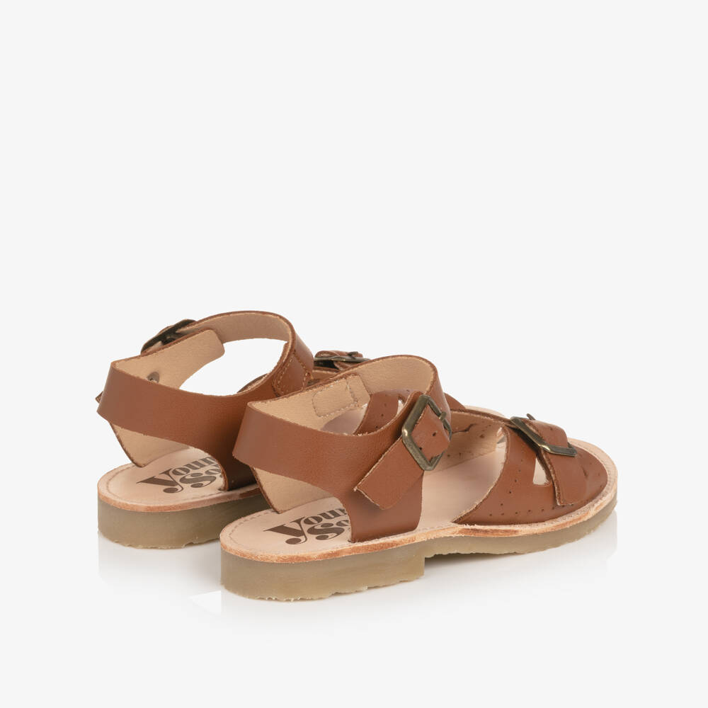 Young Soles-Girls Brown Leather Buckle Sandals | Childrensalon