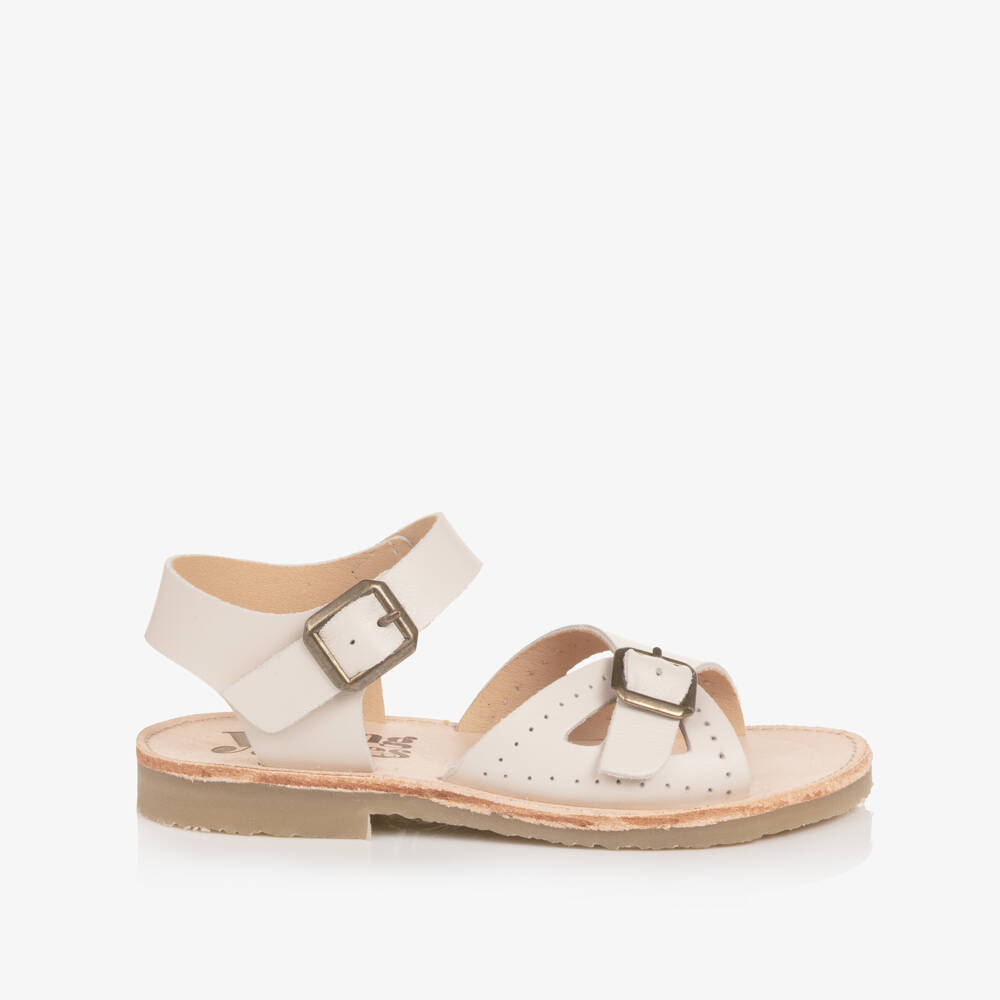 Young Soles-Girls Ivory Leather Buckle Sandals | Childrensalon