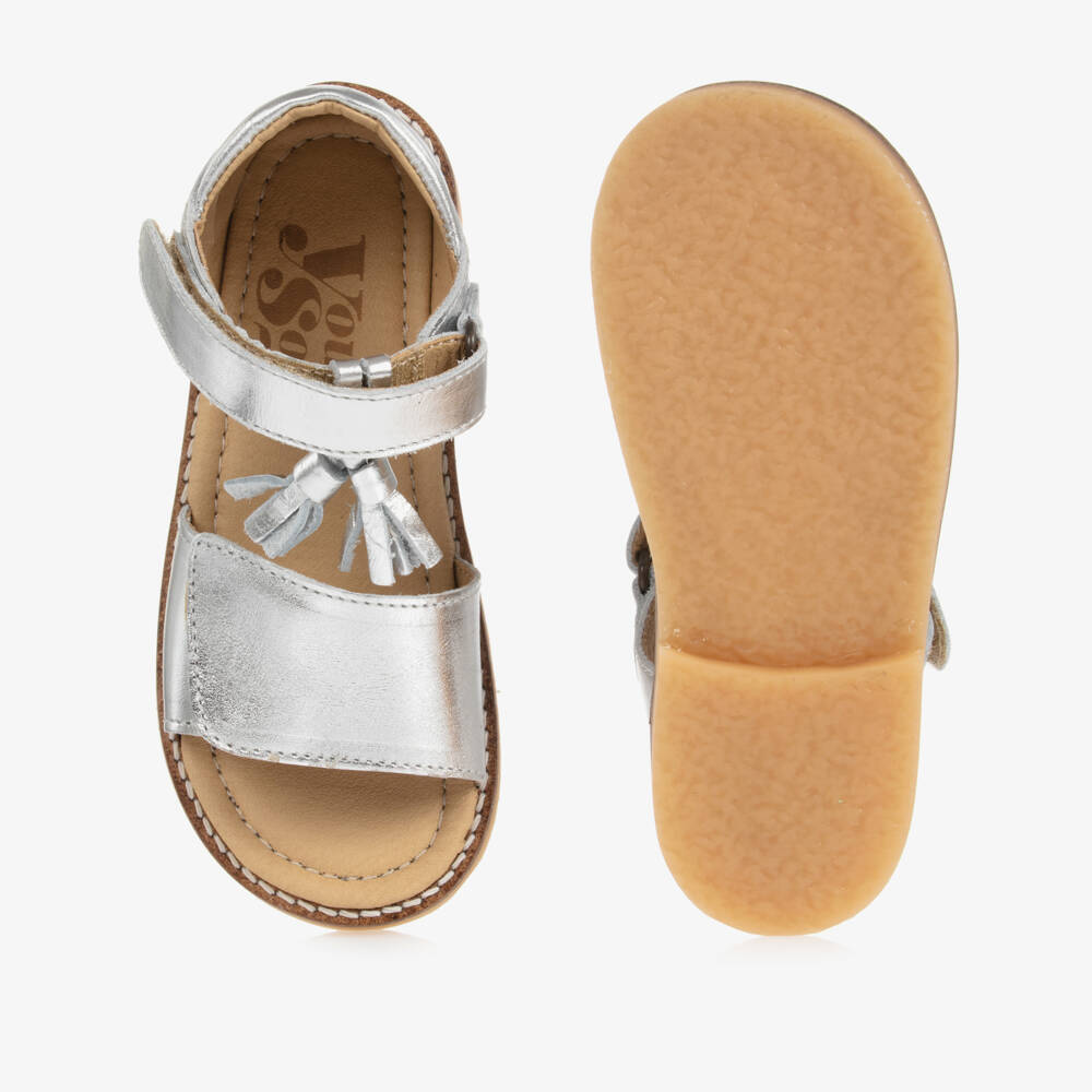 Young Soles-Girls Silver Leather Sandals | Childrensalon