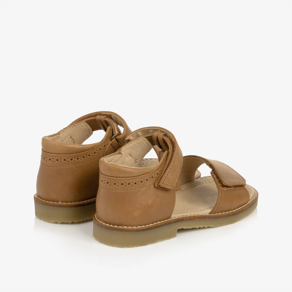 Young Soles-Girls Tan Brown Leather Tassel Sandals | Childrensalon