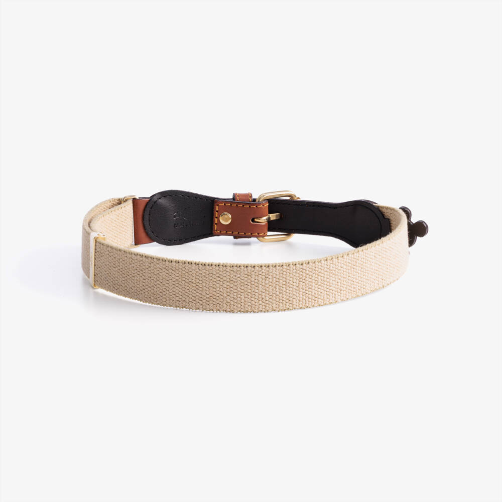 Zaccone-Beige Cotton & Leather Mouse Belt | Childrensalon
