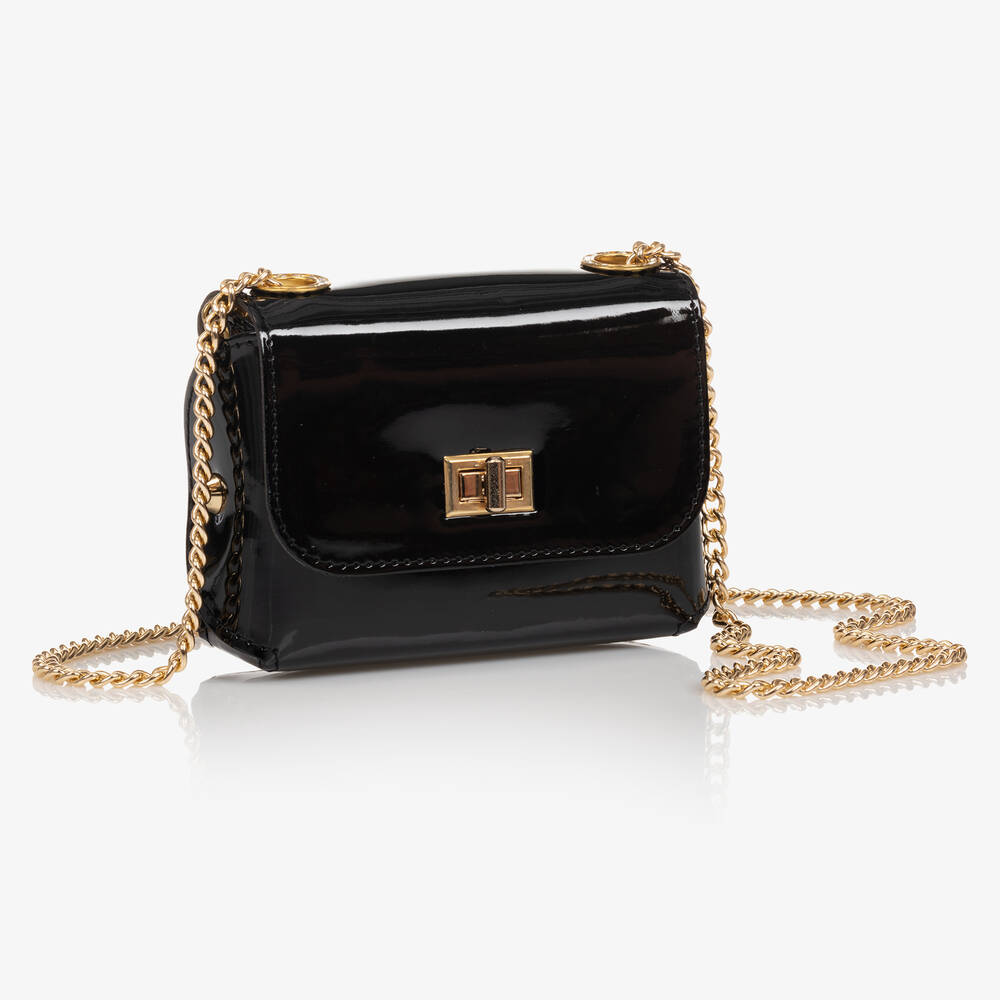 Zaccone-Girls Black Patent Leather Bag (12cm) | Childrensalon