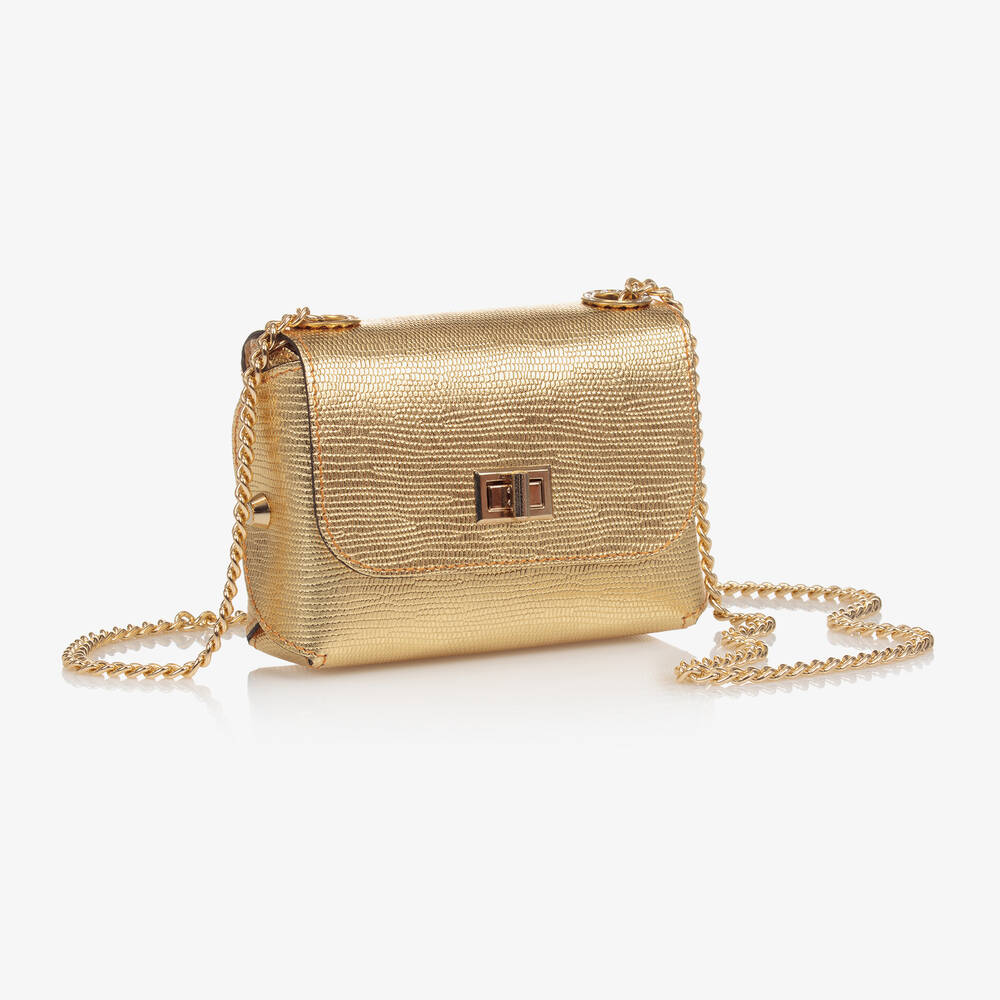 Zaccone-حقيبة كتف جلد صناعي لون ذهبي ميتاليك (14 سم) | Childrensalon