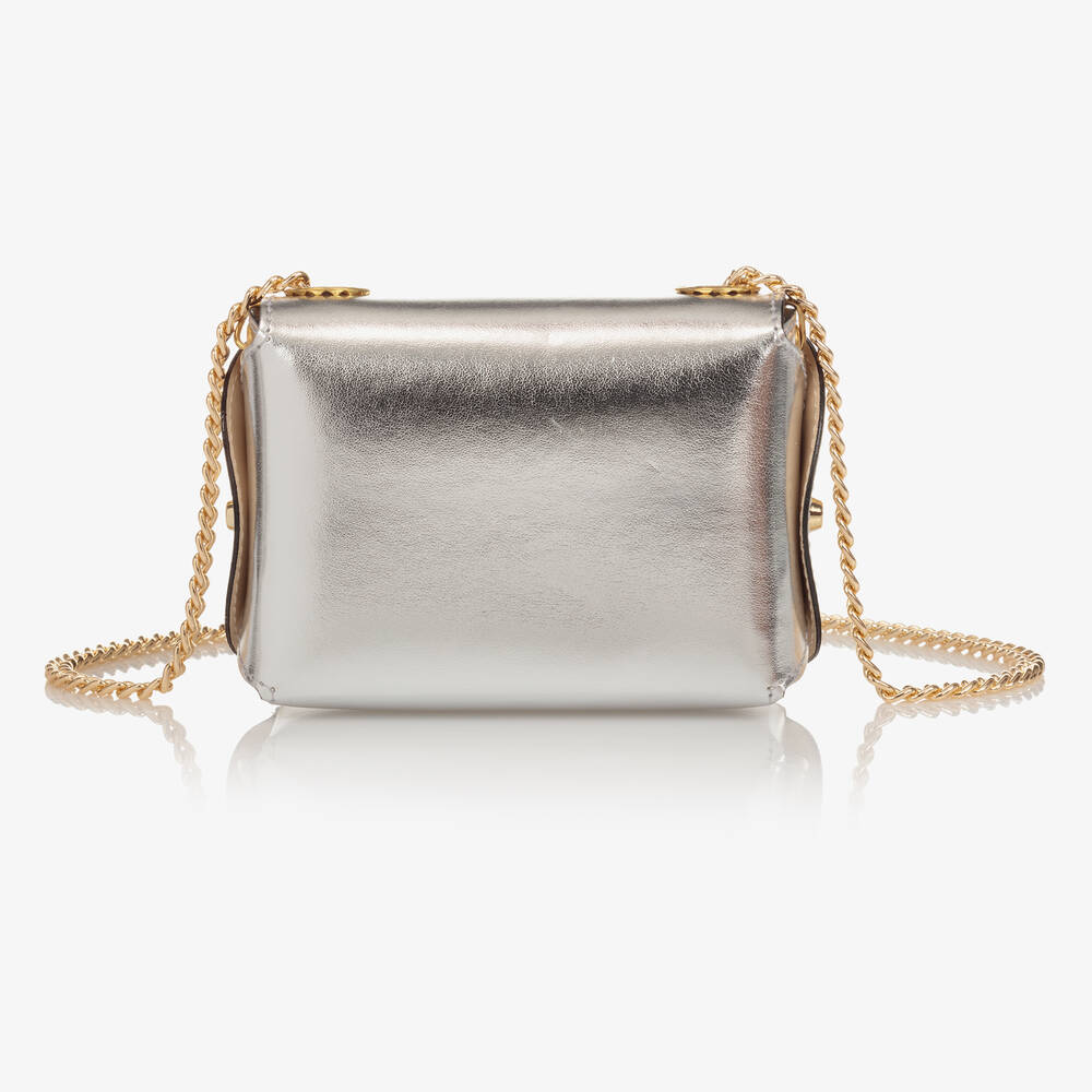 Zaccone-Girls Metallic Silver Leather Bag (12cm) | Childrensalon