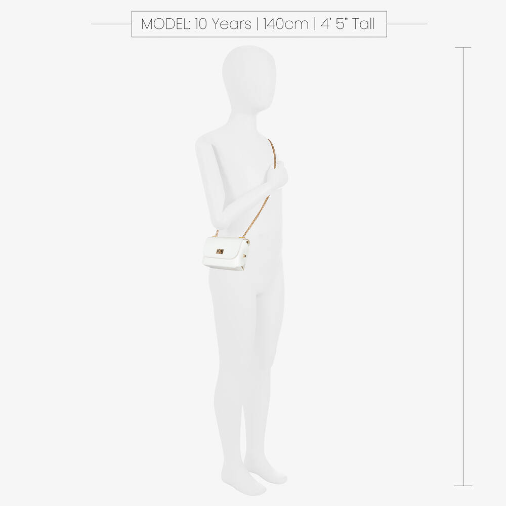 Zaccone-حقيبة كتف جلد لامع لون أبيض للبنات (12 سم)  | Childrensalon