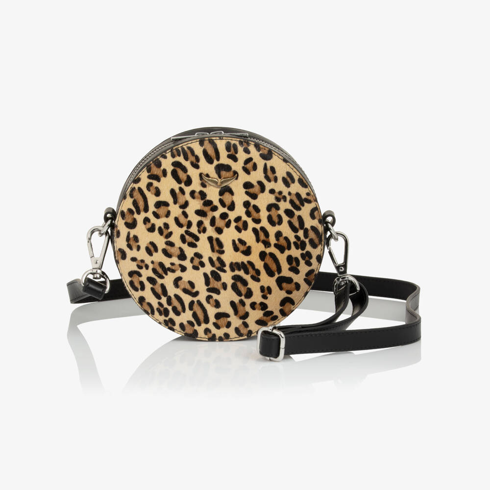 Zadig&Voltaire-Girls Beige & Black Leopard Print Leather Bag (15cm) | Childrensalon