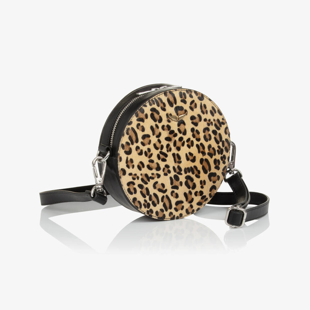 Zadig&Voltaire-Girls Beige & Black Leopard Print Leather Bag (15cm) | Childrensalon