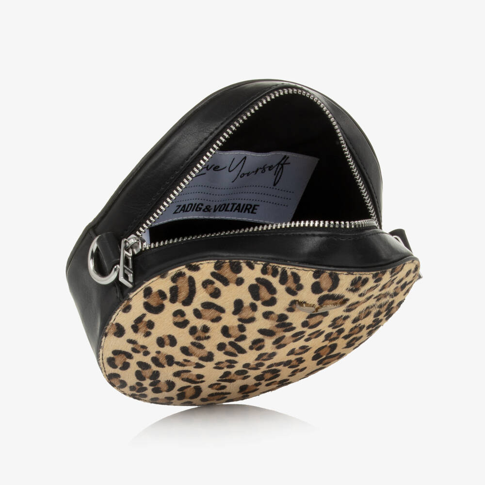 Zadig&Voltaire-Girls Beige & Black Leopard Print Leather Bag (15cm) | Childrensalon