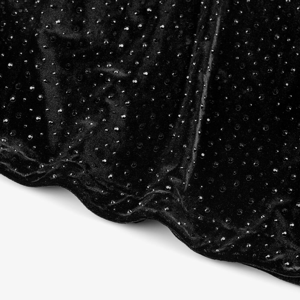 Zadig&Voltaire-Girls Black Rhinestone Embellished Velour Dress | Childrensalon