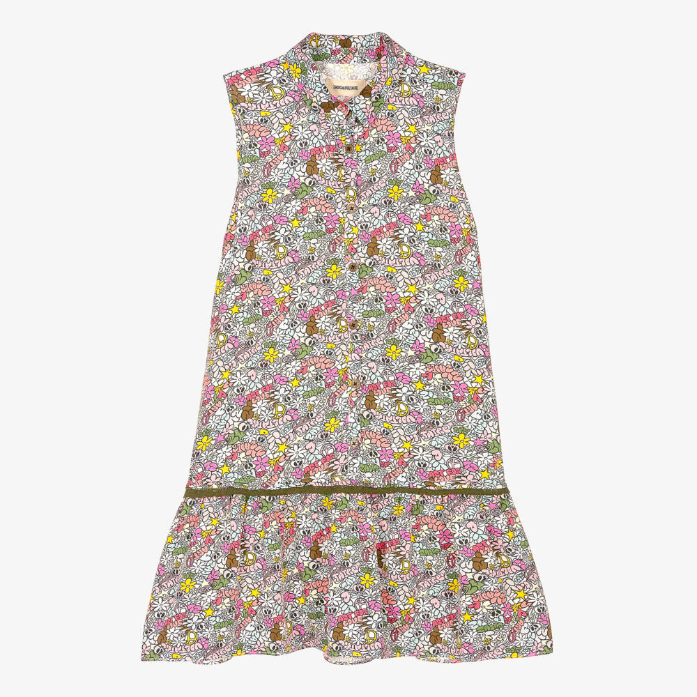 Zadig&Voltaire - Teen Girls Pink Floral Logo Dress | Childrensalon