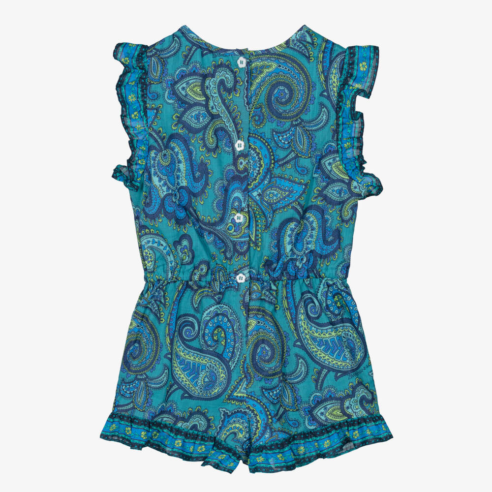 Zimmermann-Комбинезон синий из хлопка с узором пейсли для девочек | Childrensalon