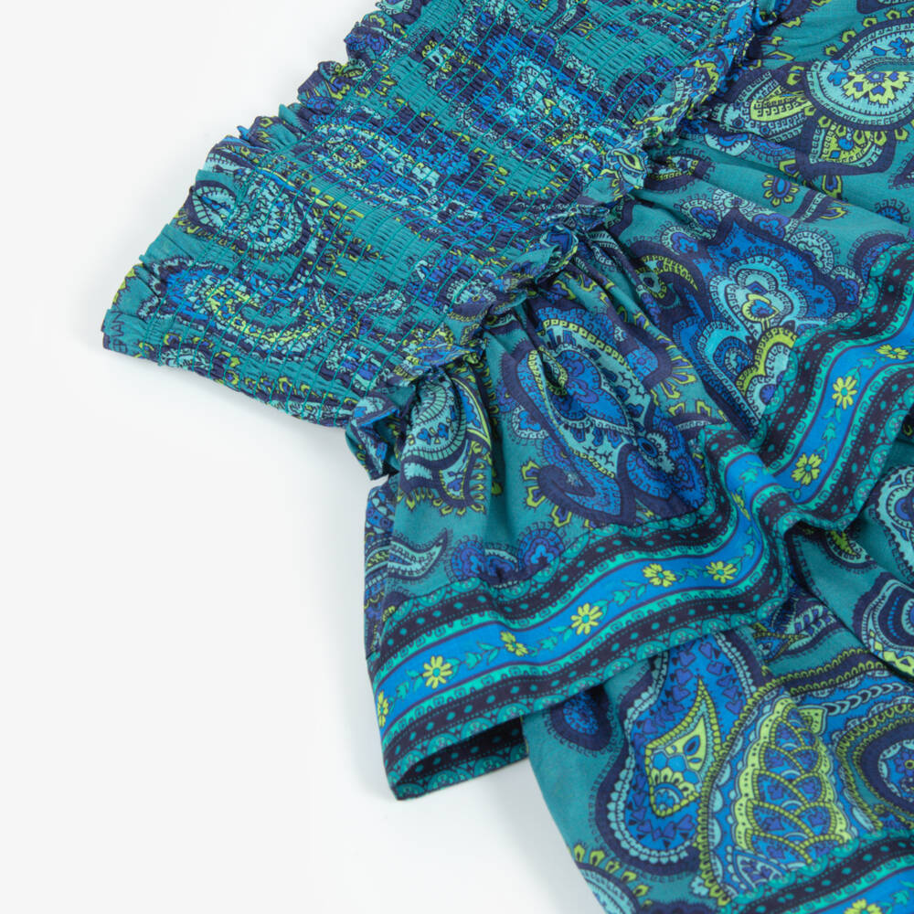 Zimmermann-Платье солнце синее из хлопка с узором пейсли для девочек | Childrensalon