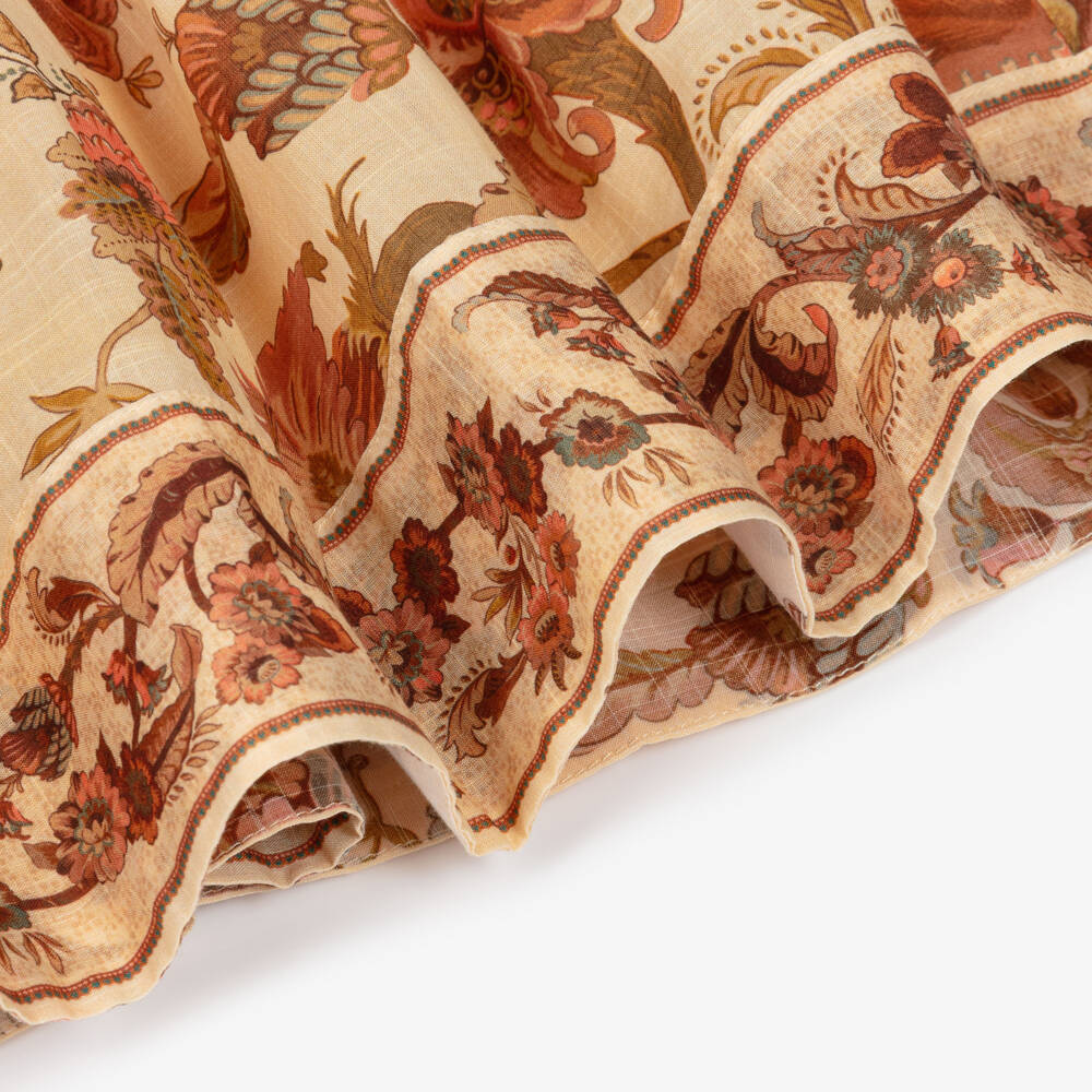 Zimmermann-Girls Brown Floral Print Quilted Cotton Dress | Childrensalon