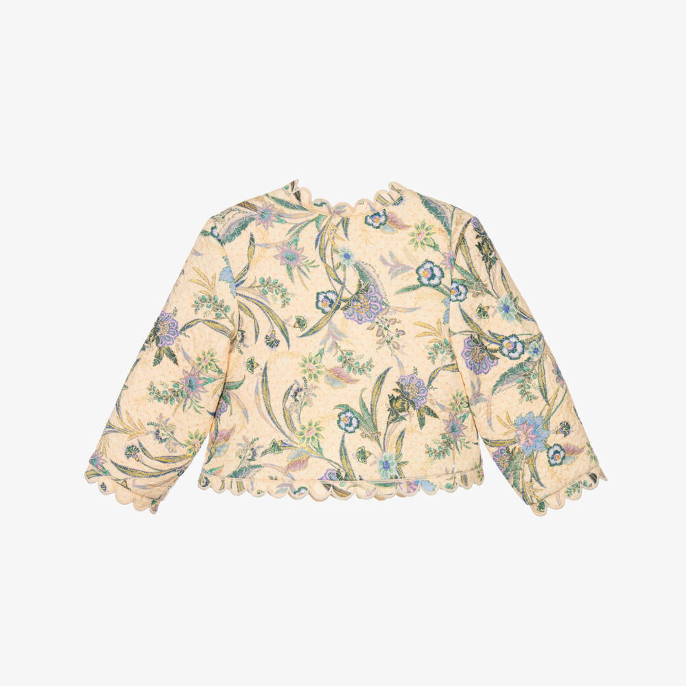 Zimmermann-Girls Cream Floral Print Quilted Jacket | Childrensalon