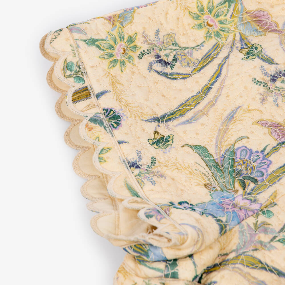 Zimmermann-Girls Cream Floral Print Quilted Shorts | Childrensalon