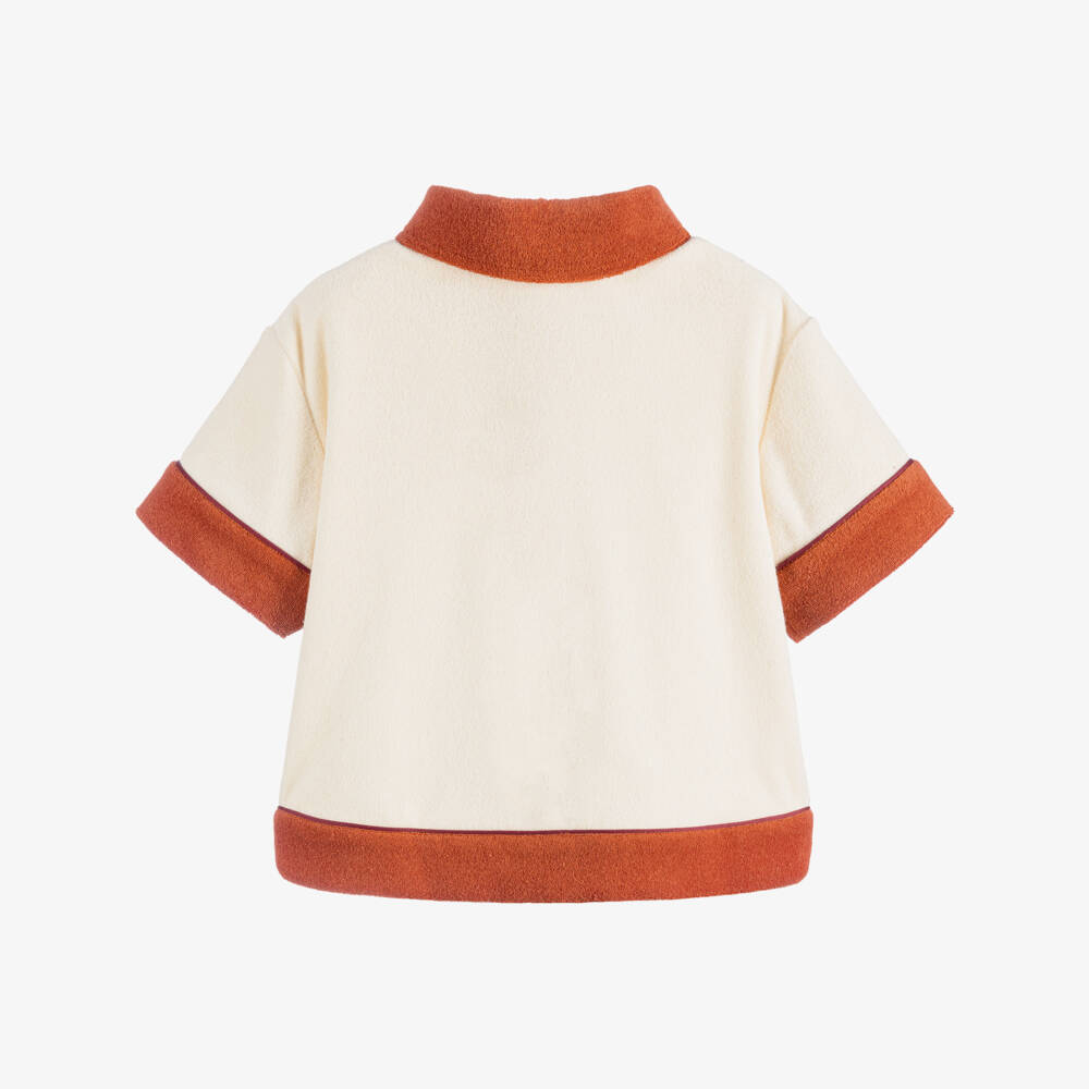 Zimmermann-Girls Cream Towelling Polo Top | Childrensalon