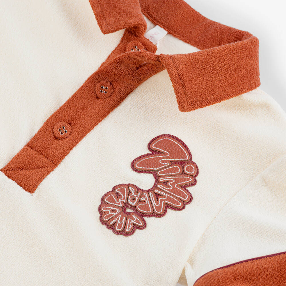 Zimmermann-Girls Cream Towelling Polo Top | Childrensalon