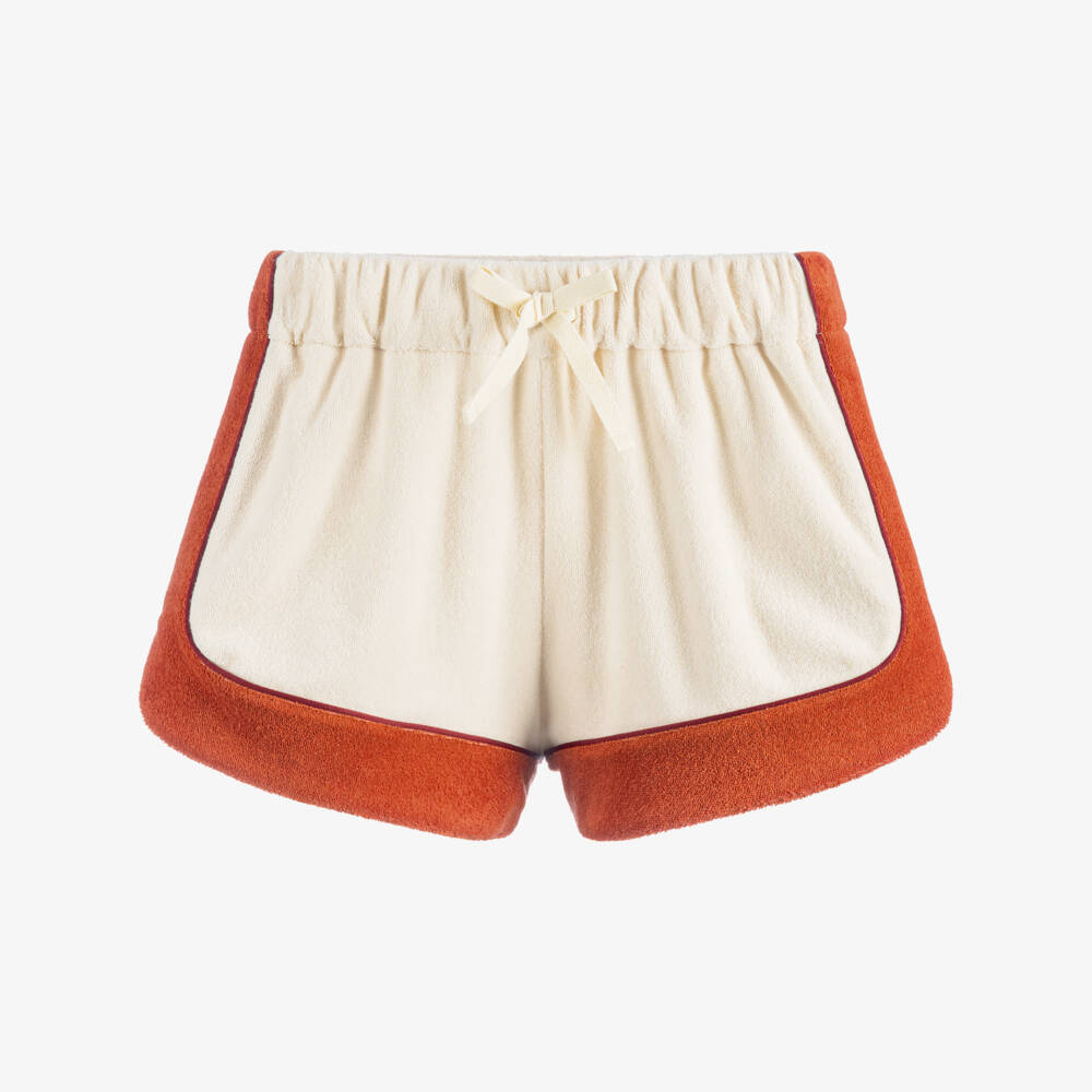Zimmermann-Girls Cream Towelling Shorts  | Childrensalon