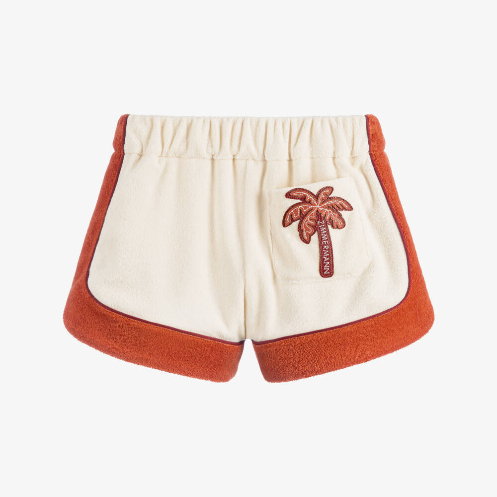 Zimmermann-Girls Cream Towelling Shorts | Childrensalon