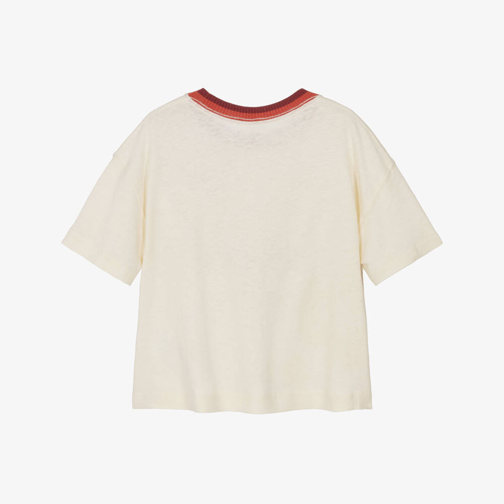 Zimmermann-Girls Cream Tropical Embroidery T-Shirt | Childrensalon