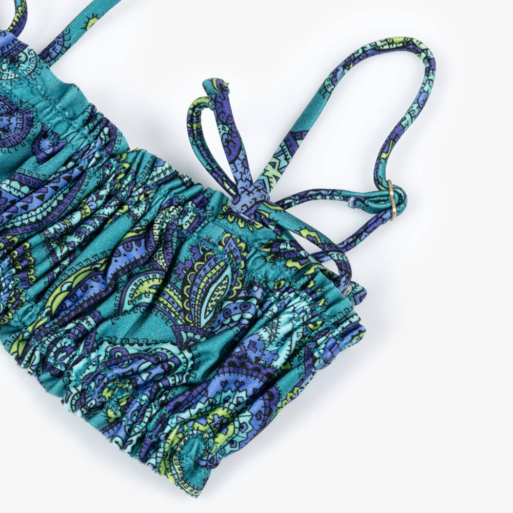 Zimmermann-Купальник синий с драпировкой и узором пейсли для девочек | Childrensalon