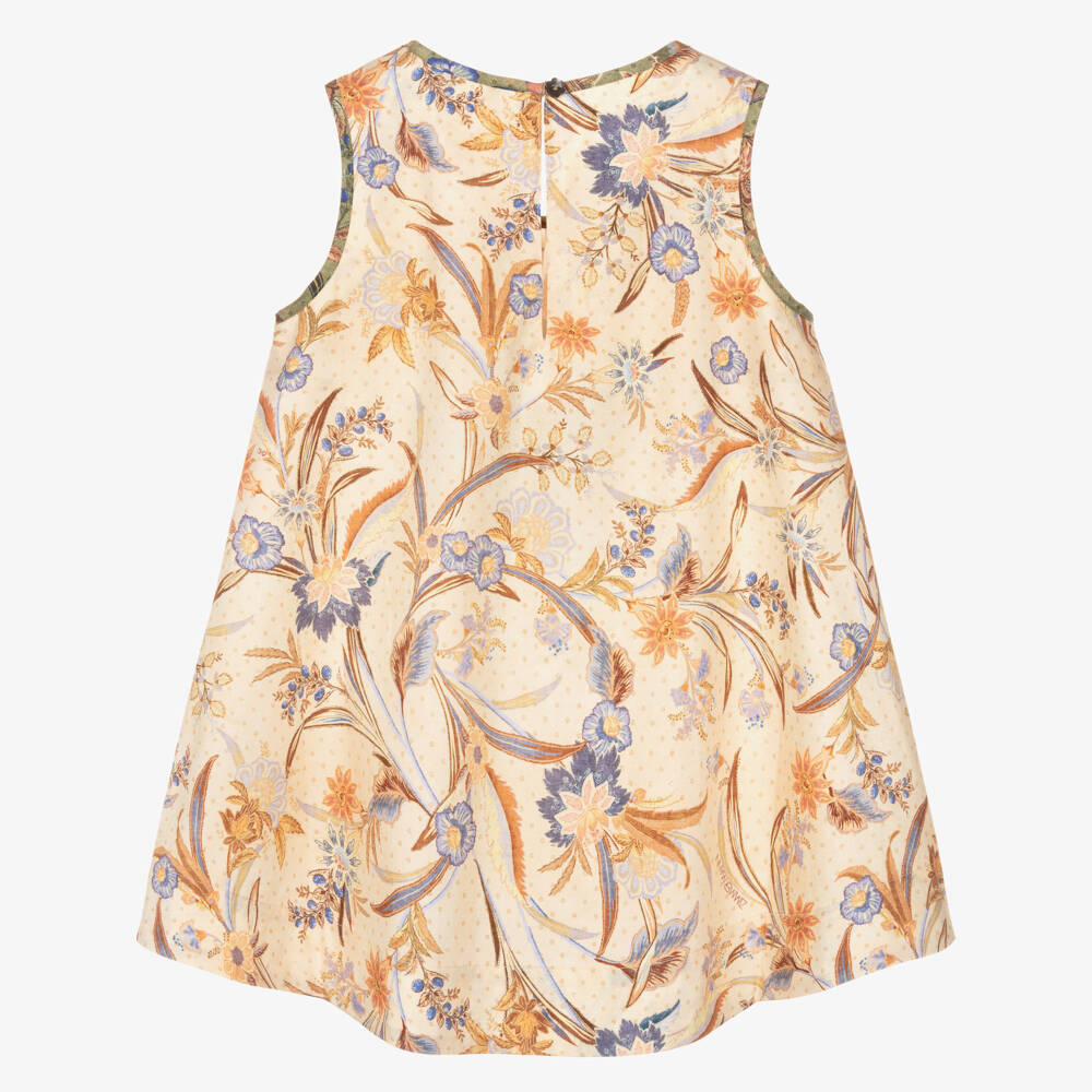 Zimmermann-Girls Ivory Floral Print Cotton Swing Dress | Childrensalon