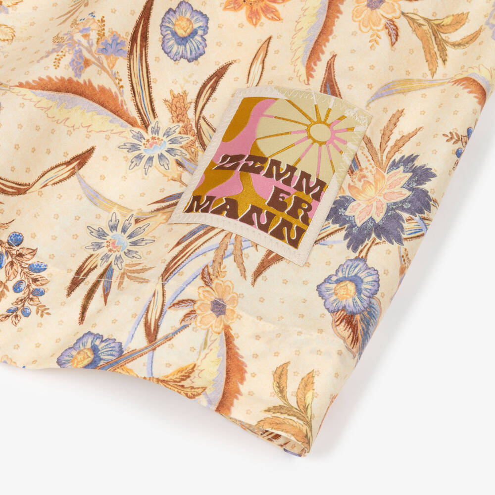 Zimmermann-Girls Ivory Floral Print Cotton Swing Dress | Childrensalon