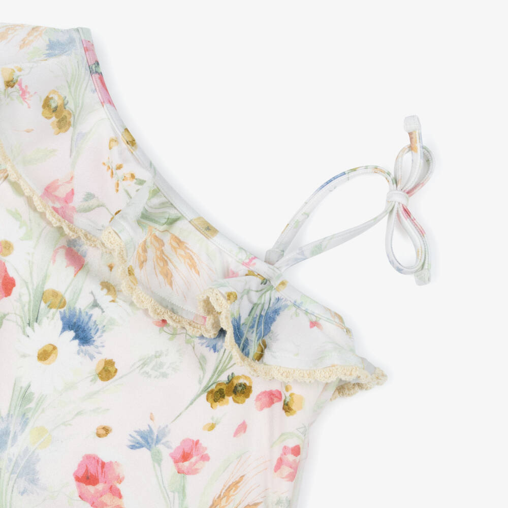 Zimmermann-Girls Ivory Floral Print Swimsuit | Childrensalon