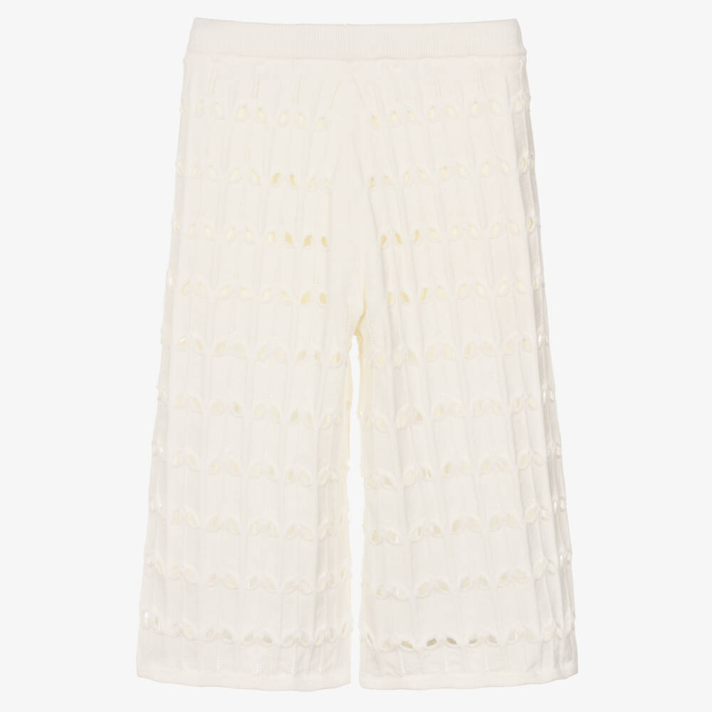 Zimmermann-بنطلون محبوك واسع الأرجل لون عاجي للبنات | Childrensalon