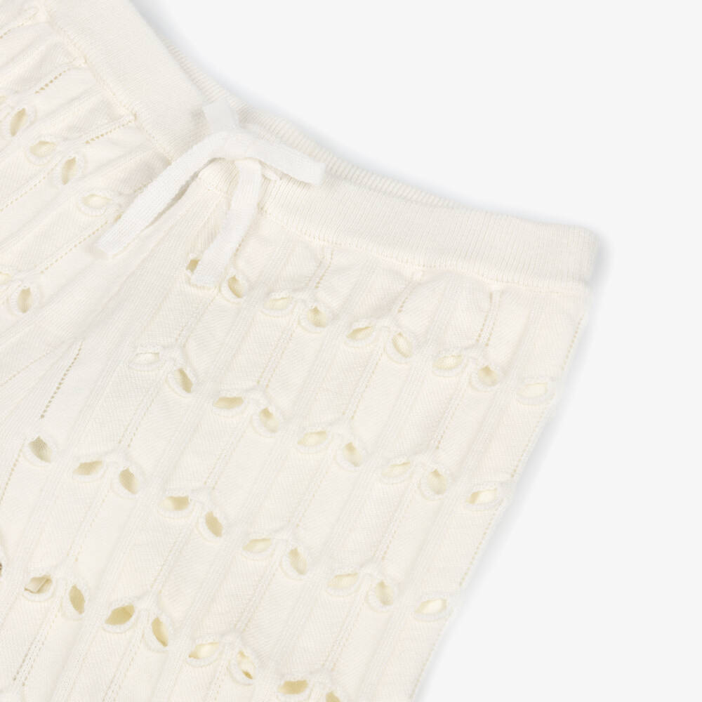 Zimmermann-بنطلون محبوك واسع الأرجل لون عاجي للبنات | Childrensalon