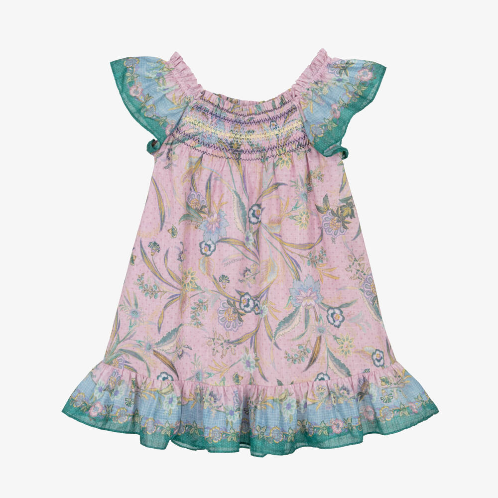 Zimmermann-Girls Lilac Floral Cotton Flutter Dress | Childrensalon