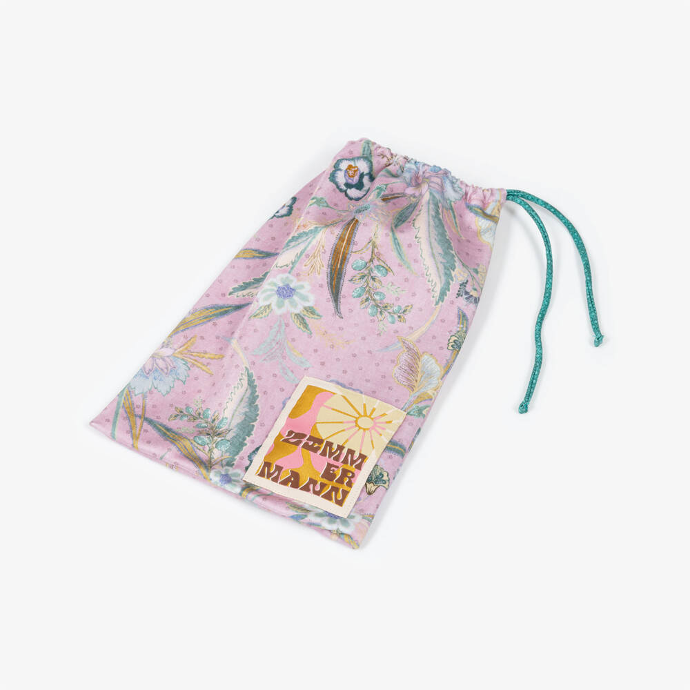 Zimmermann-Girls Lilac Floral Print Bikini with Green Trims | Childrensalon