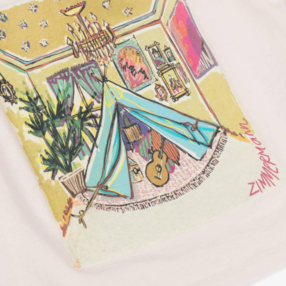 Zimmermann-تيشيرت قطن لون زهري فاتح للبنات | Childrensalon