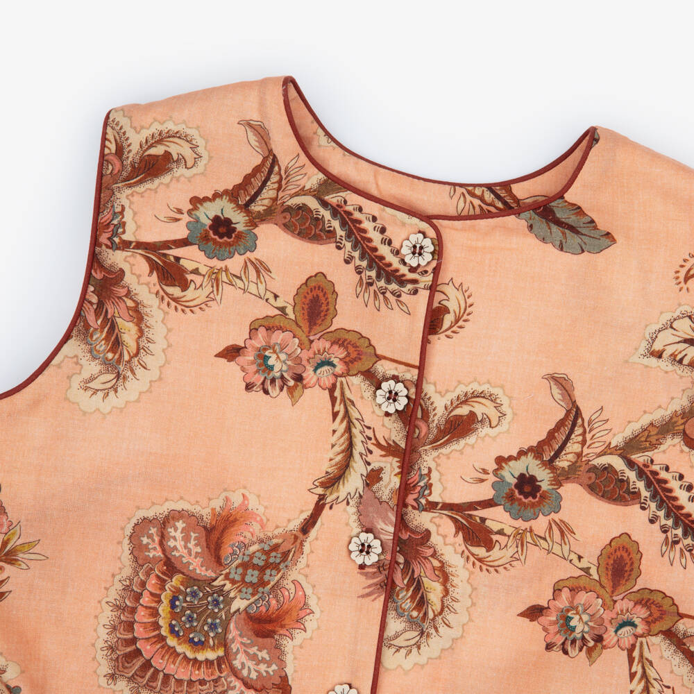 Zimmermann-Girls Peach Orange Floral & Paisley Pattern Dress | Childrensalon