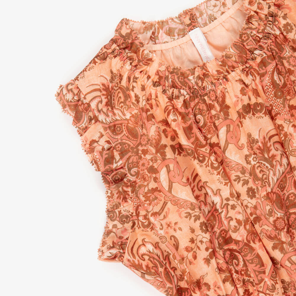 Zimmermann-Girls Pink Cotton Paisley Print Flip Dress | Childrensalon