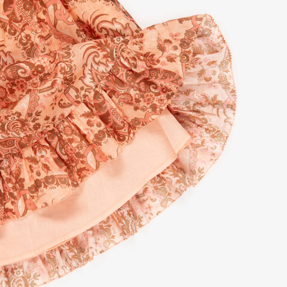 Zimmermann-Girls Pink Cotton Paisley Print Flip Dress | Childrensalon