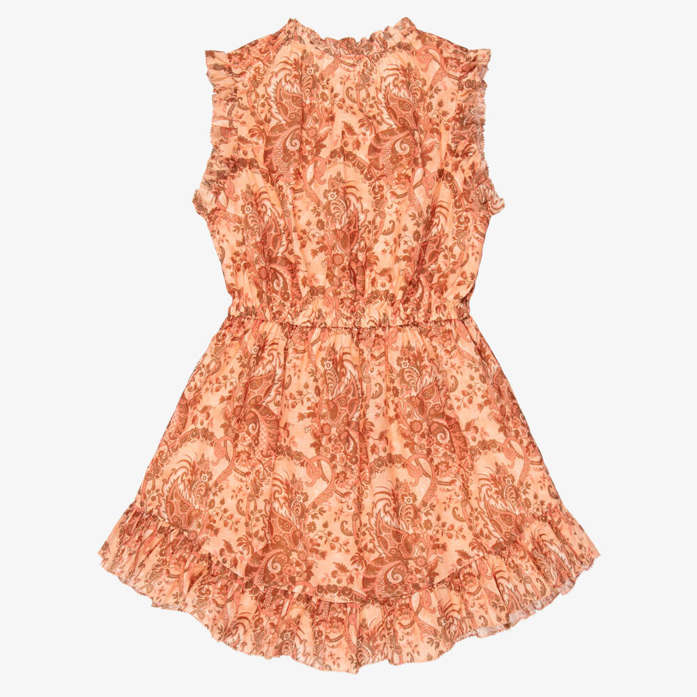 Zimmermann-Girls Pink Cotton Paisley Print Flip Dress | Childrensalon