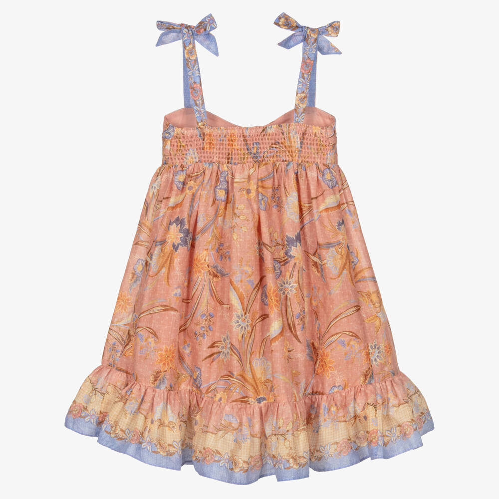 Zimmermann-Girls Pink & Lilac Floral Print Cotton Dress | Childrensalon