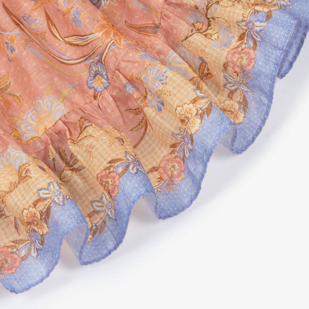 Zimmermann-Girls Pink & Lilac Floral Print Cotton Dress | Childrensalon