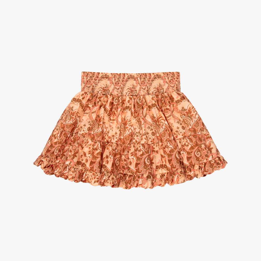 Zimmermann-Girls Pink Paisley Print Bubble Hem Skirt | Childrensalon