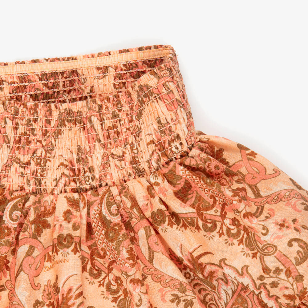 Zimmermann-Girls Pink Paisley Print Bubble Hem Skirt | Childrensalon